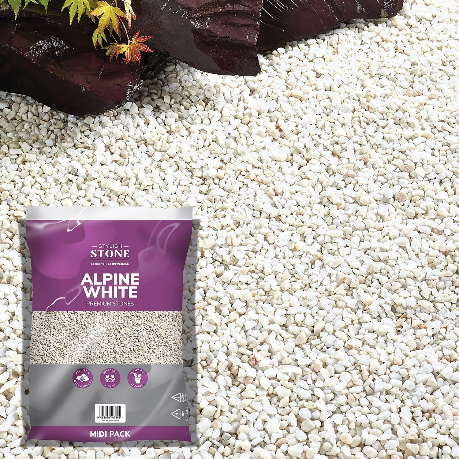 Stylish Stone Premium Alpine White Chippings - Midi Pack - 9kg 1 Stylish Stone Premium Alpine White Chippings - Midi Pack - 9kg