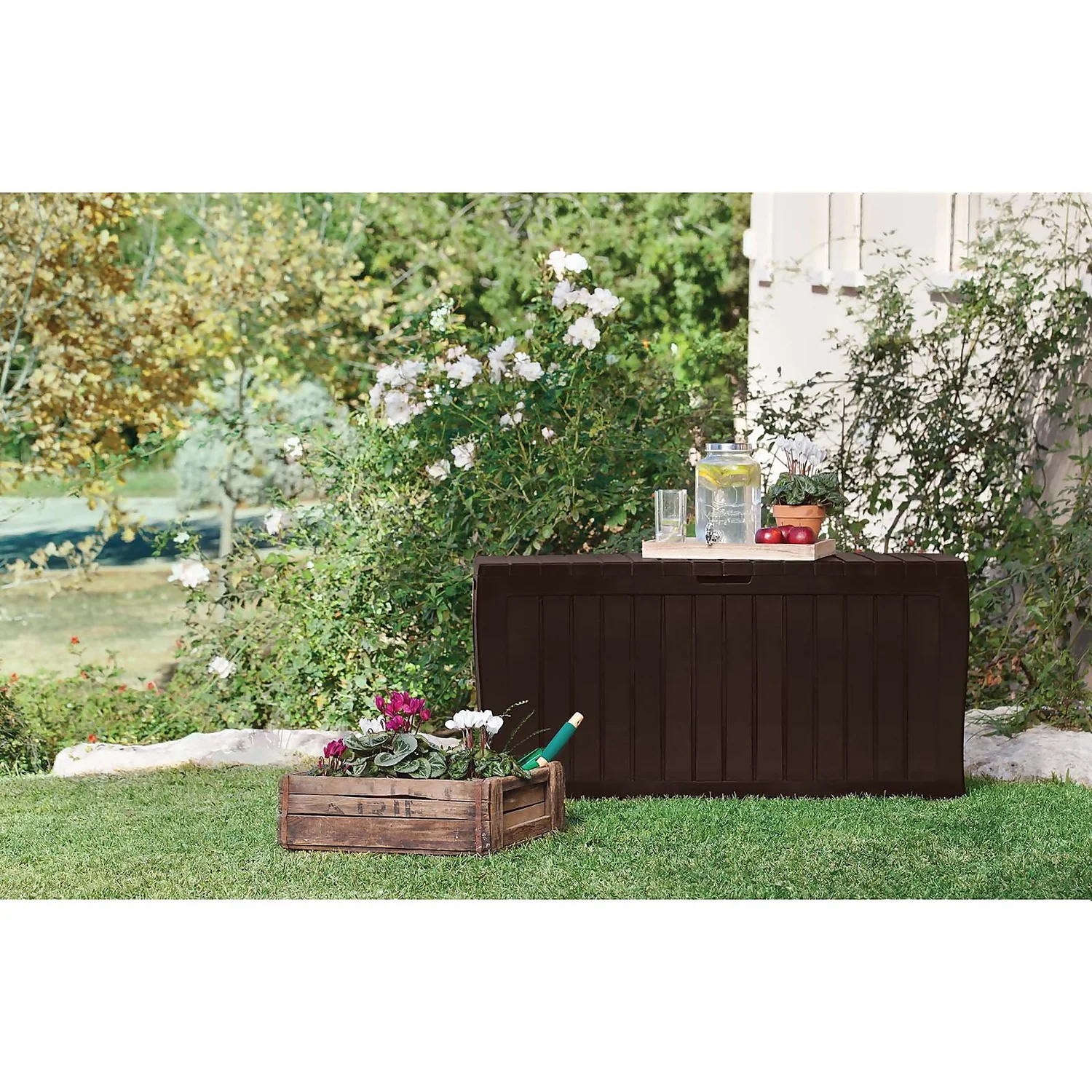Keter Marvel Plus Outdoor Garden Storage Box 270L - Brown 4 Keter Marvel Plus Outdoor Garden Storage Box 270L - Brown - Image 4