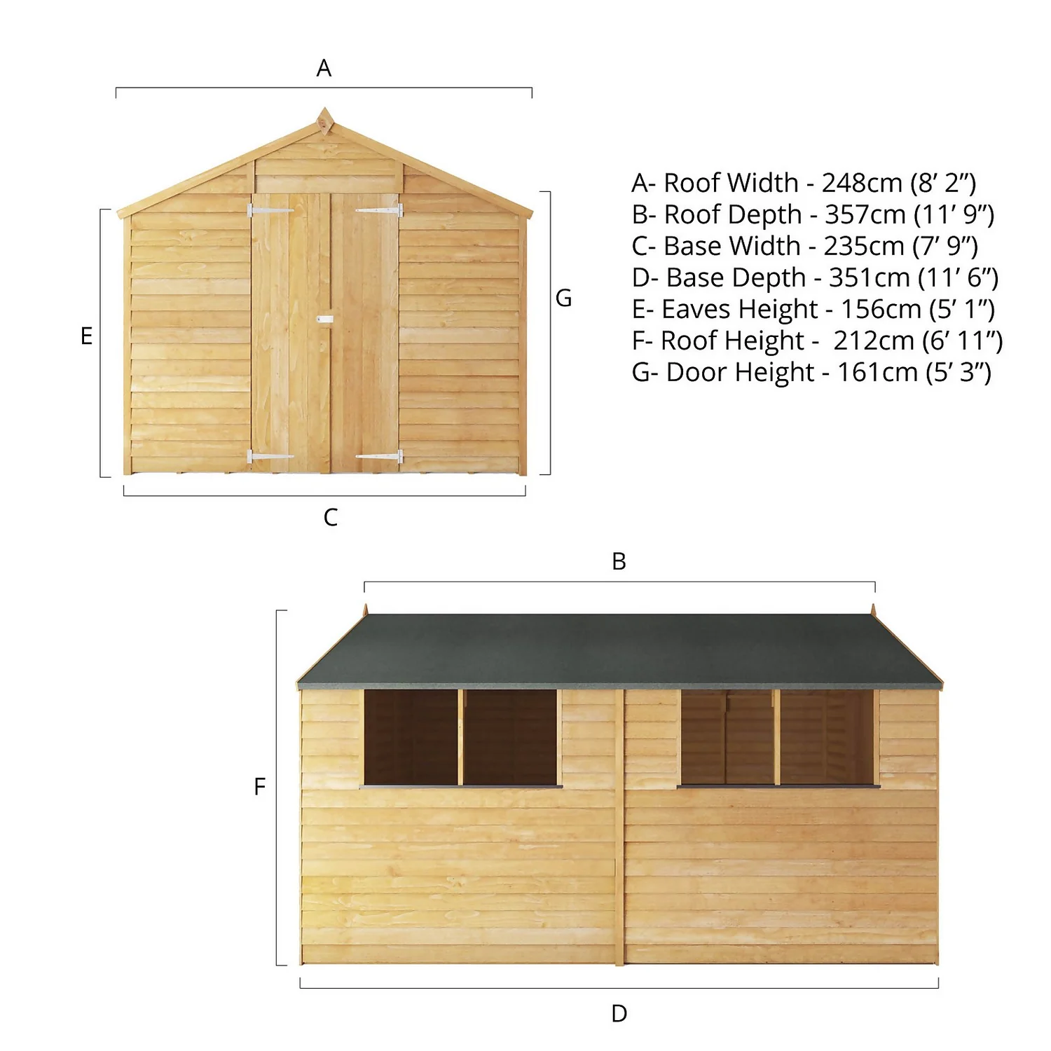 Mercia 12 X 8ft Overlap Double Door Apex Shed 9 Mercia 12 X 8ft Overlap Double Door Apex Shed - Image 9