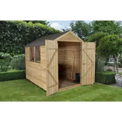 Forest Overlap 8 X 6ft Pressure Treated Apex Shed - Double Door -Garden Haven Shop 12810912 2074833194705019