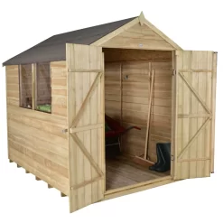 Forest Overlap 8 X 6ft Pressure Treated Apex Shed - Double Door -Garden Haven Shop 12810912 4234833194535312