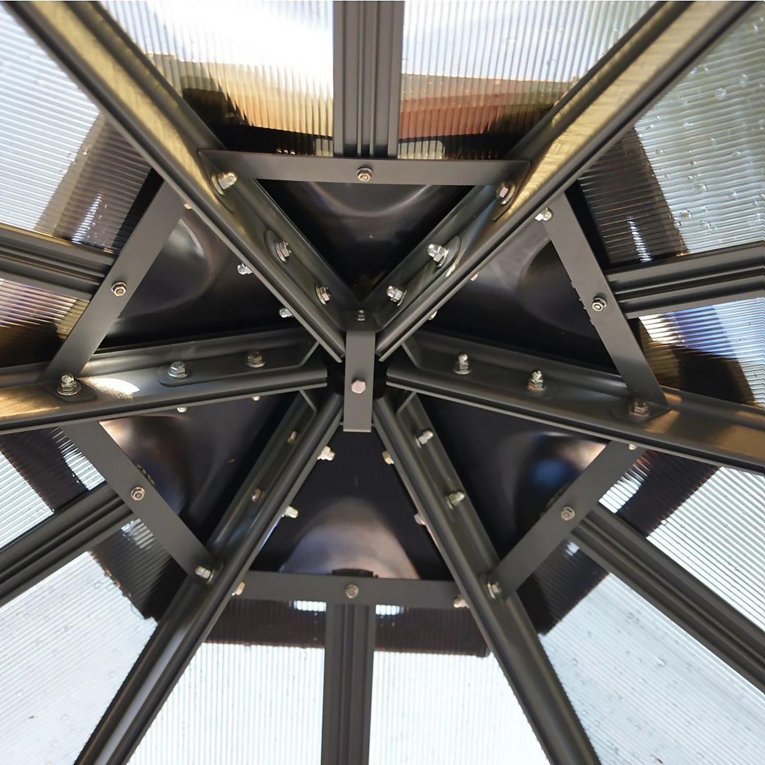 Palram - Canopia Monaco Hexagonal Garden Gazebo Grey 9 Palram - Canopia Monaco Hexagonal Garden Gazebo Grey - Image 9