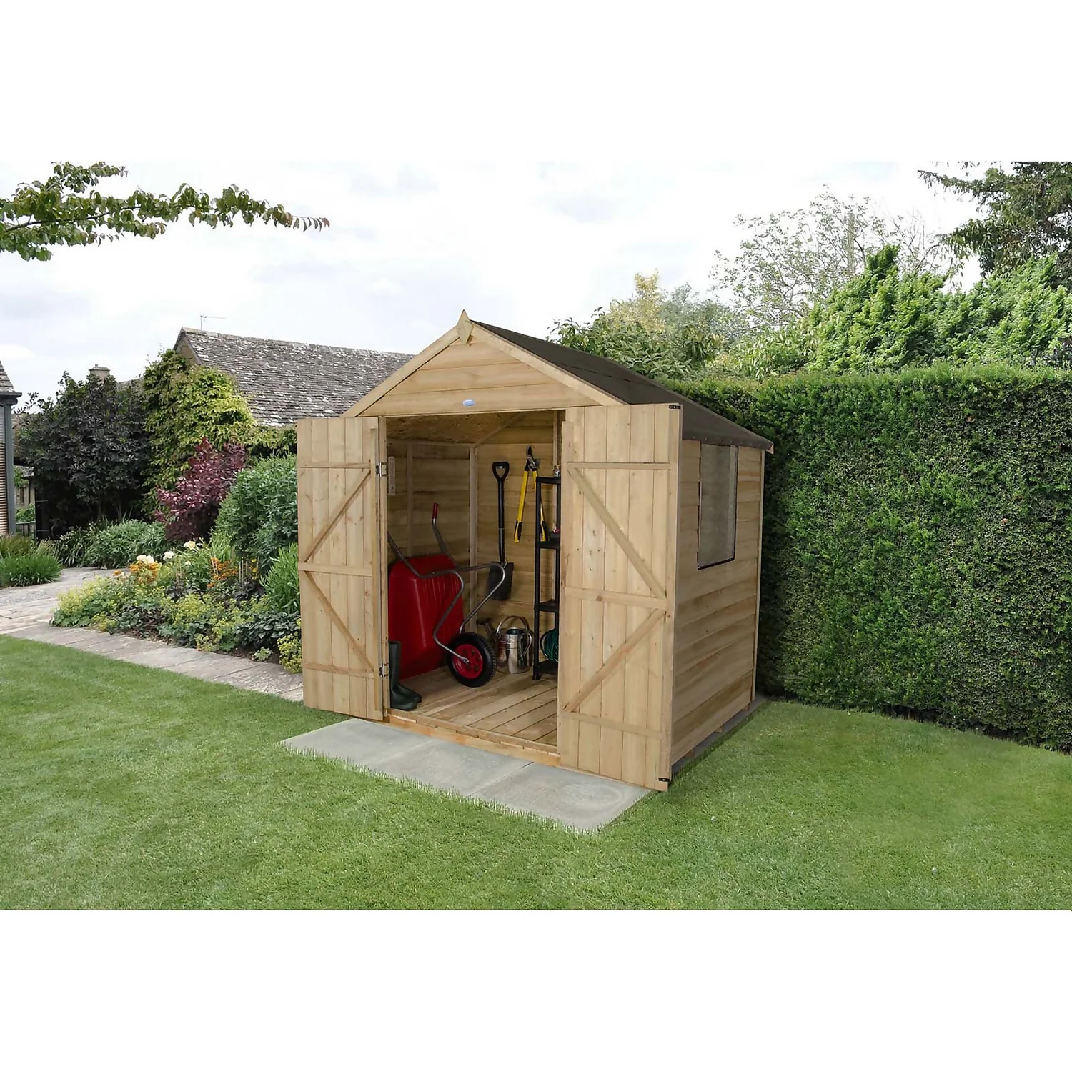 7x5ft Forest Wooden Overlap Pressure Treated Apex Shed -incl. Installation 2 7x5ft Forest Wooden Overlap Pressure Treated Apex Shed -incl. Installation - Image 2
