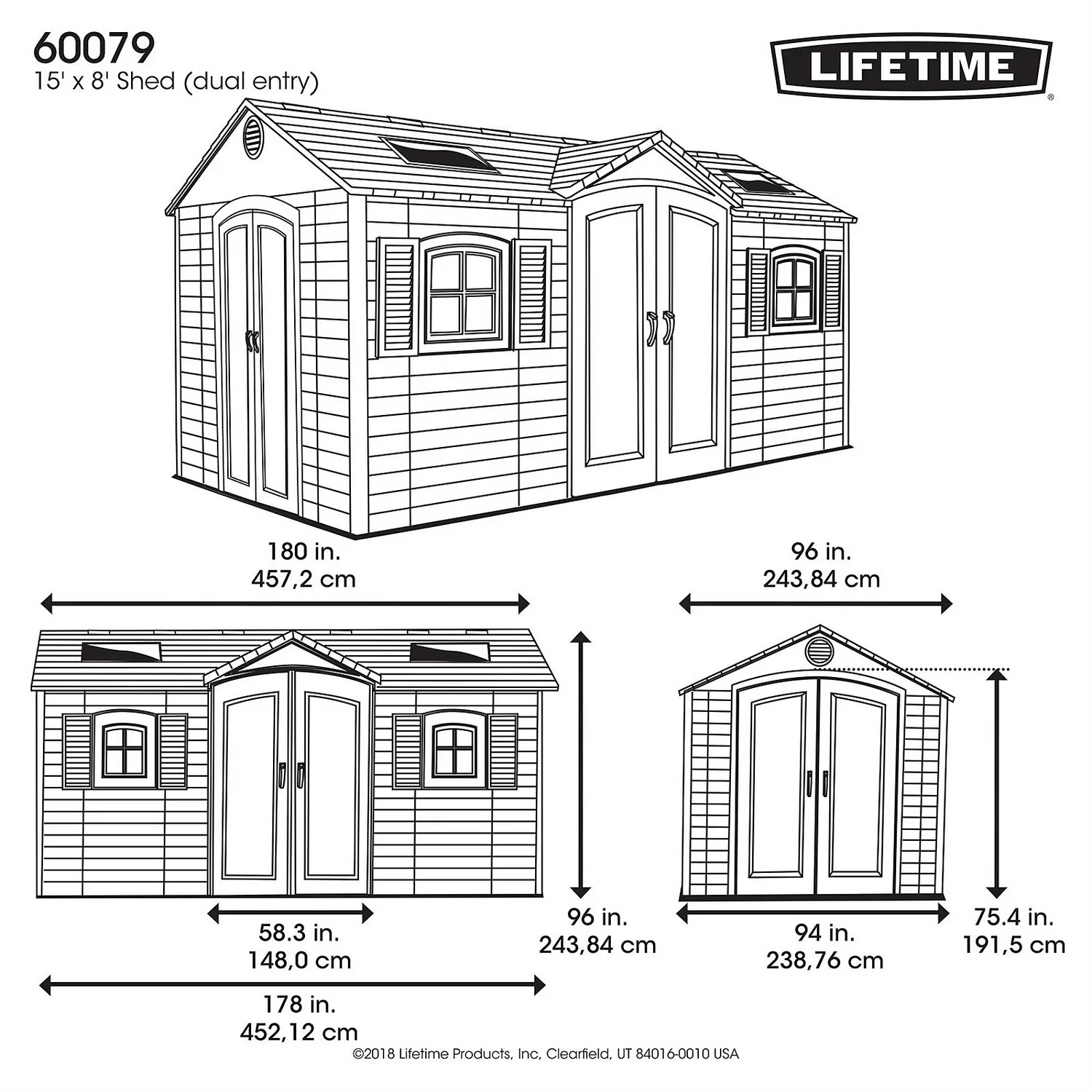 Lifetime 15 X 8ft Outdoor Storage Shed 6 Lifetime 15 X 8ft Outdoor Storage Shed - Image 6