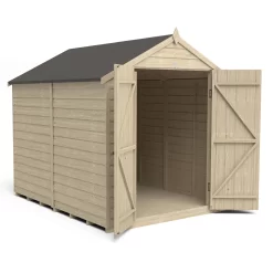Forest 8 X 6ft Overlap Pressure Treated Apex Shed - Double Door No Windows -Garden Haven Shop 12833294 5134833197058372