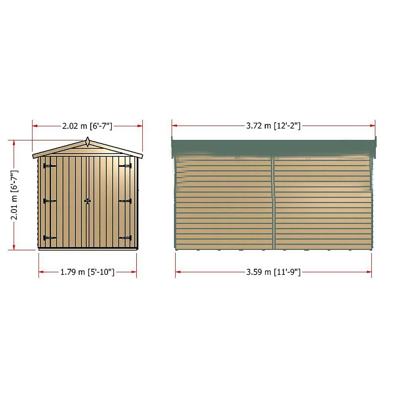 Shire 12 X 6ft Shed Overlap Double Door - No Windows 9 Shire 12 X 6ft Shed Overlap Double Door - No Windows - Image 9