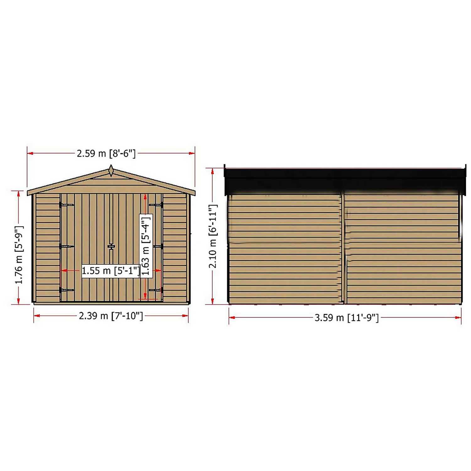 Shire 12 X 8ft Shed Overlap Double Door - No Windows 9 Shire 12 X 8ft Shed Overlap Double Door - No Windows - Image 9