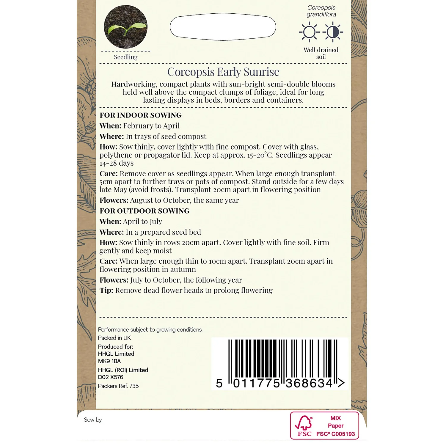 Country Living Coreopsis Early Sunrise Seeds 2 Country Living Coreopsis Early Sunrise Seeds - Image 2