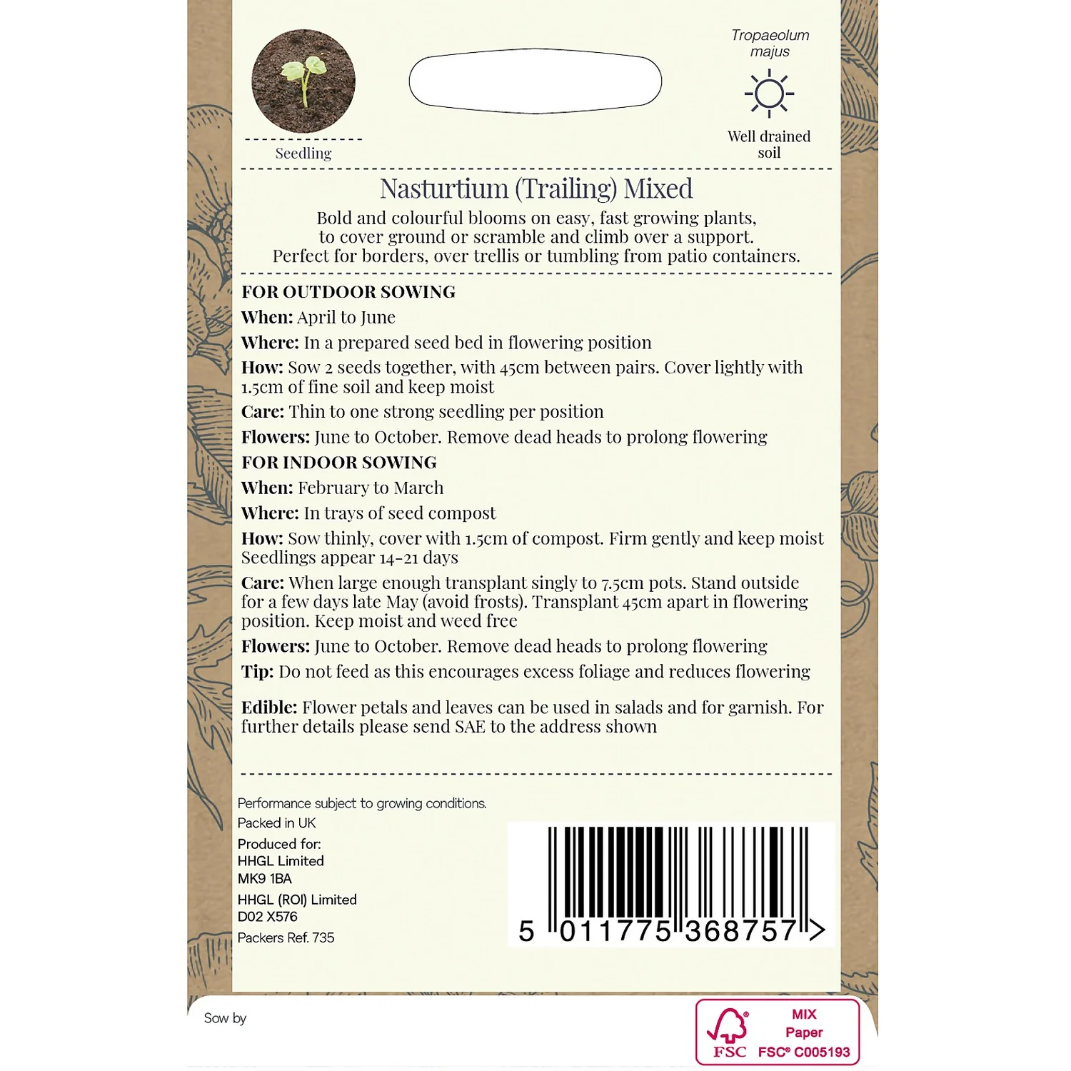 Country Living Nasturtium Trailing Mixed 2 Country Living Nasturtium Trailing Mixed - Image 2