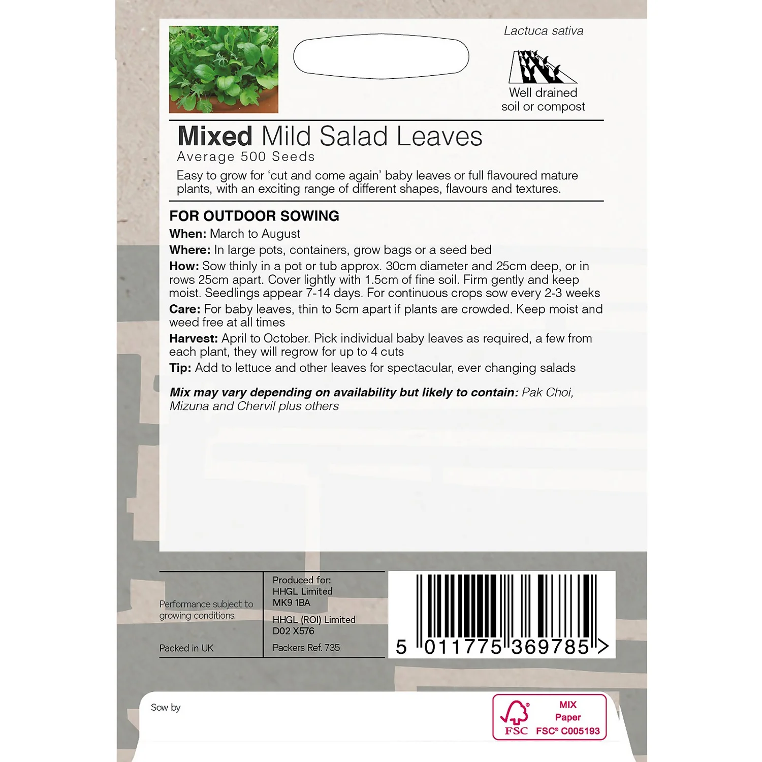 House Beautiful Mixed Mild Salad Leaves Seeds 2 House Beautiful Mixed Mild Salad Leaves Seeds - Image 2