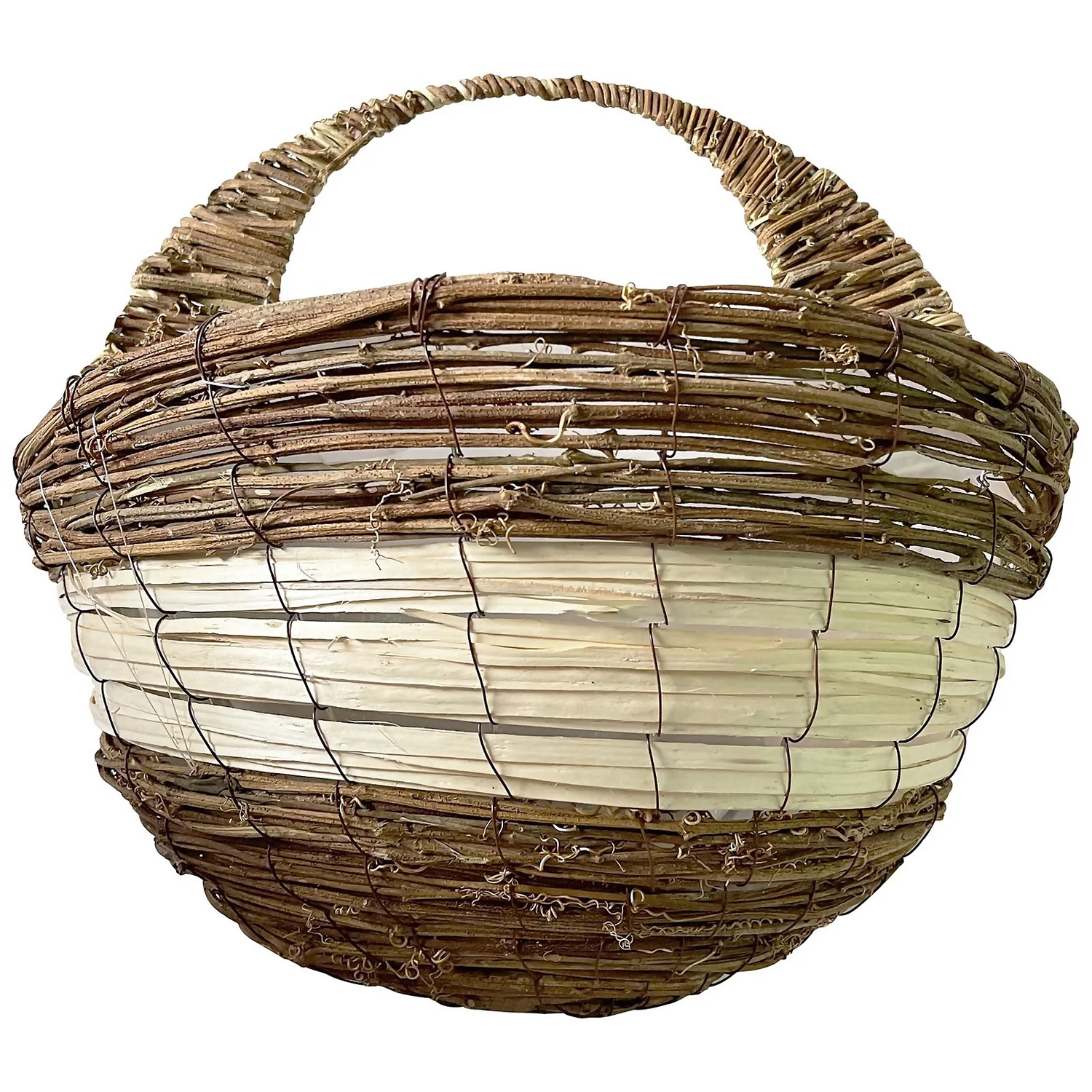 16" Yellow Rattan Willow Wall Basket 1 16" Yellow Rattan Willow Wall Basket