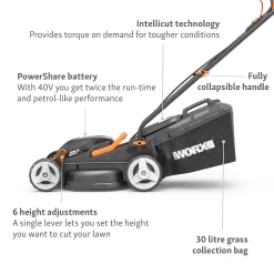 WORX 40V WG779E.1 Cordless Lawn Mower - 34cm -Garden Haven Shop 13326413 2294944673153362
