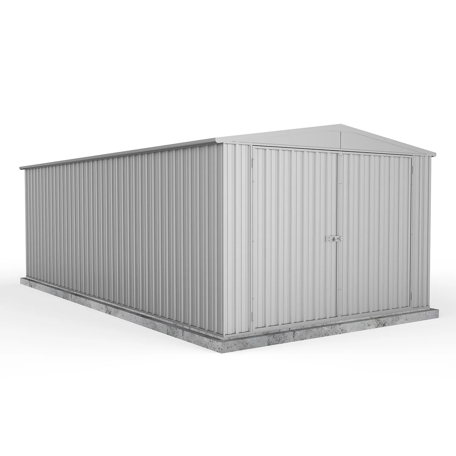 Absco 10 X 20ft Utility Workshop Apex Metal Shed - Zinc 1 Absco 10 X 20ft Utility Workshop Apex Metal Shed - Zinc