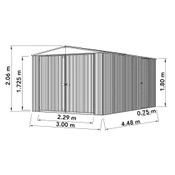 Absco 10 X 15ft Utility Workshop Apex Metal Shed - Zinc -Garden Haven Shop 13440863 1074929163582140