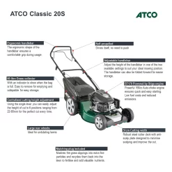 Atco 166cc Classic 20S Petrol Lawn Mower- 51cm 12 Atco 166cc Classic 20S Petrol Lawn Mower- 51cm -Garden Haven Shop 13483564 4434932703871040
