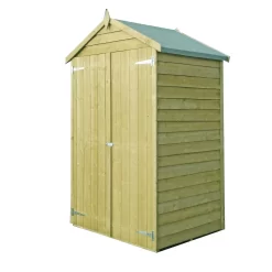 Shire 4x3ft Pressure Treated Double Door Overlap Garden Shed