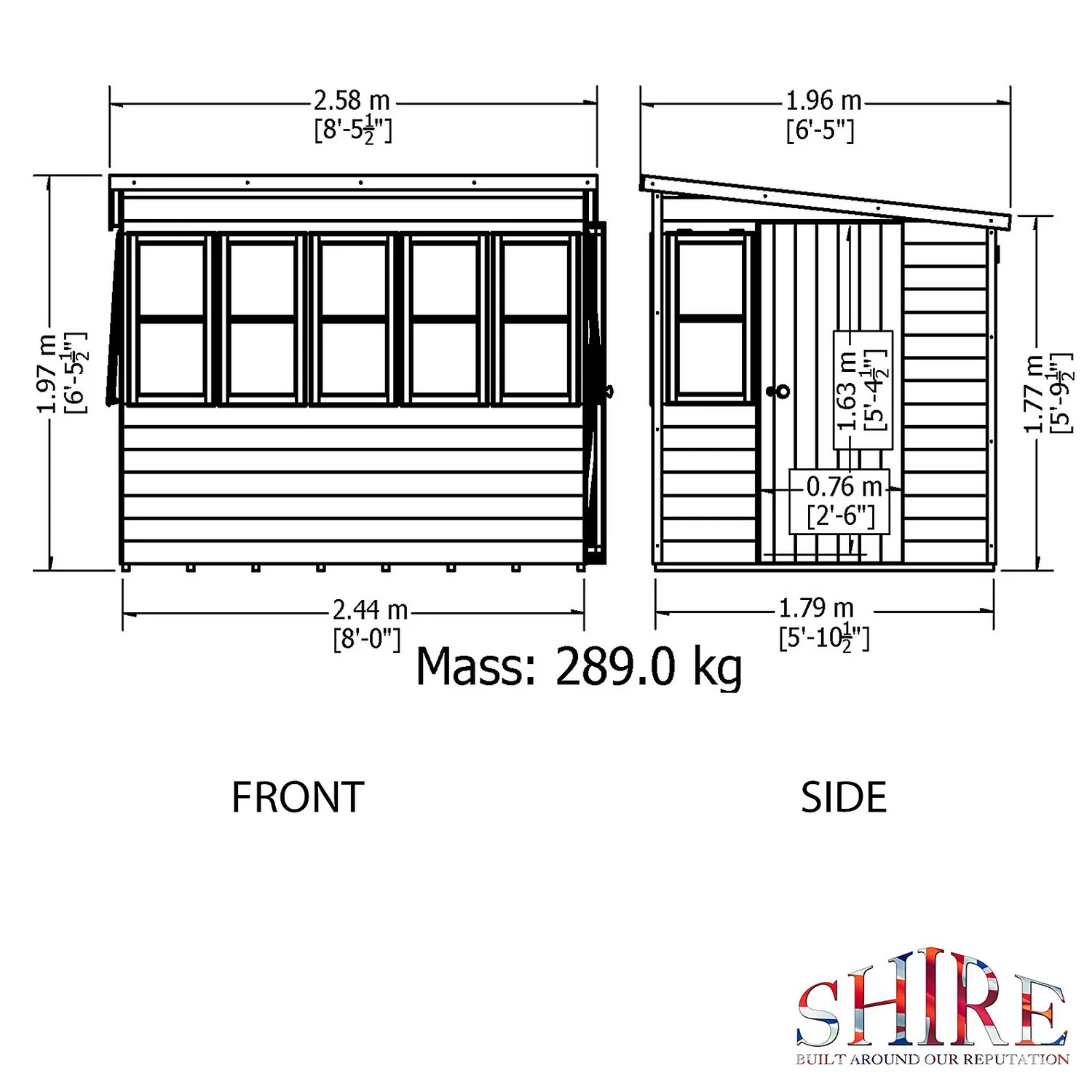 Shire 8 X 6ft Sun Pent Shed 3 Shire 8 X 6ft Sun Pent Shed - Image 3