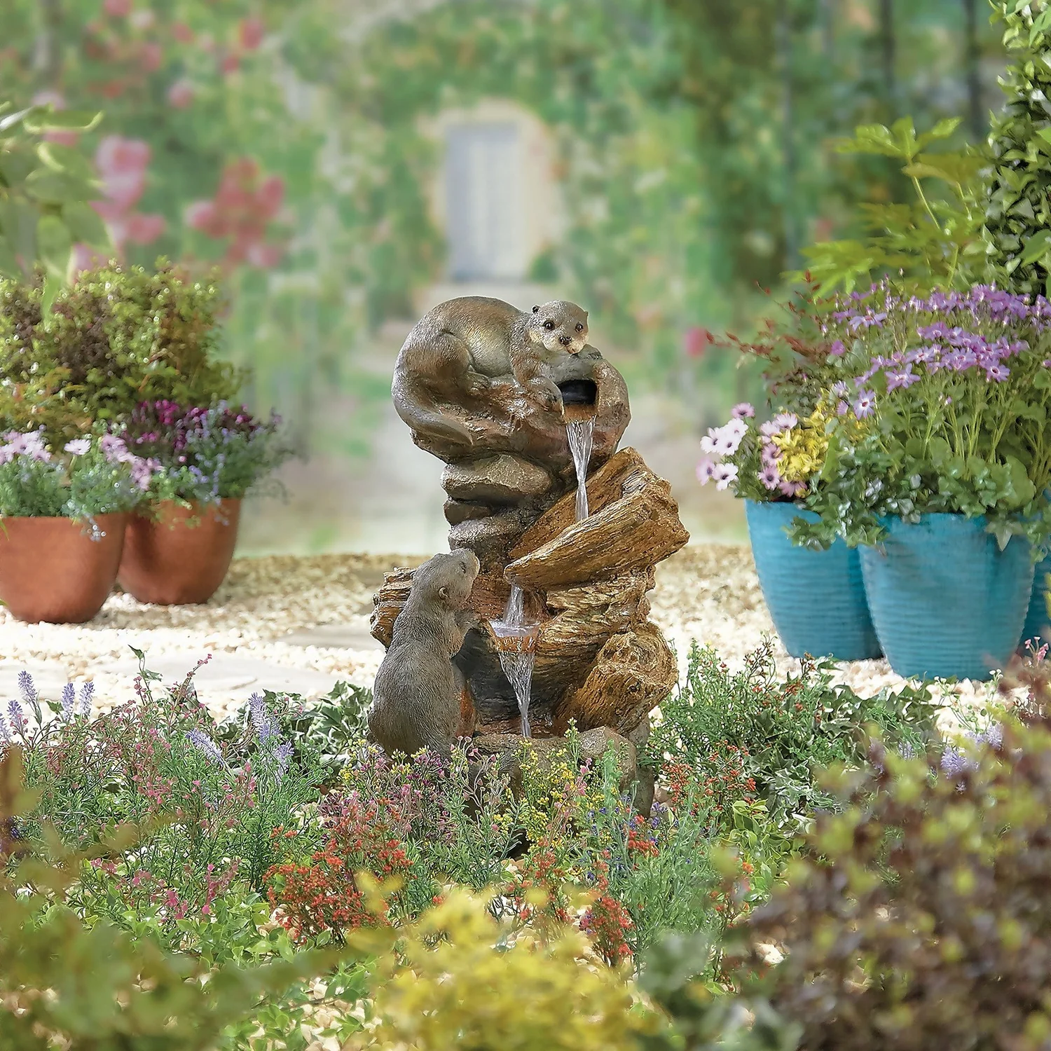 Stylish Fountain Otter Pools Water Feature With LEDs 2 Stylish Fountain Otter Pools Water Feature With LEDs - Image 2