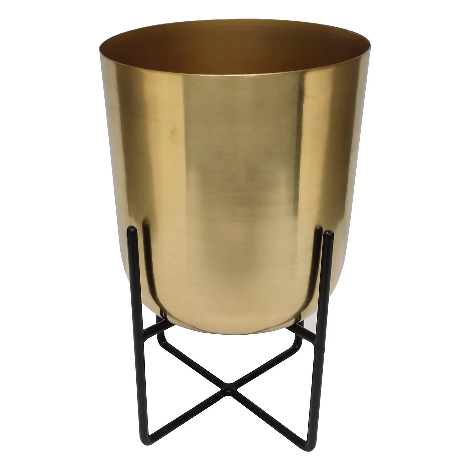 Brass Indoor Plant Pot With Cross Stand - 13.5cm 1 Brass Indoor Plant Pot With Cross Stand - 13.5cm