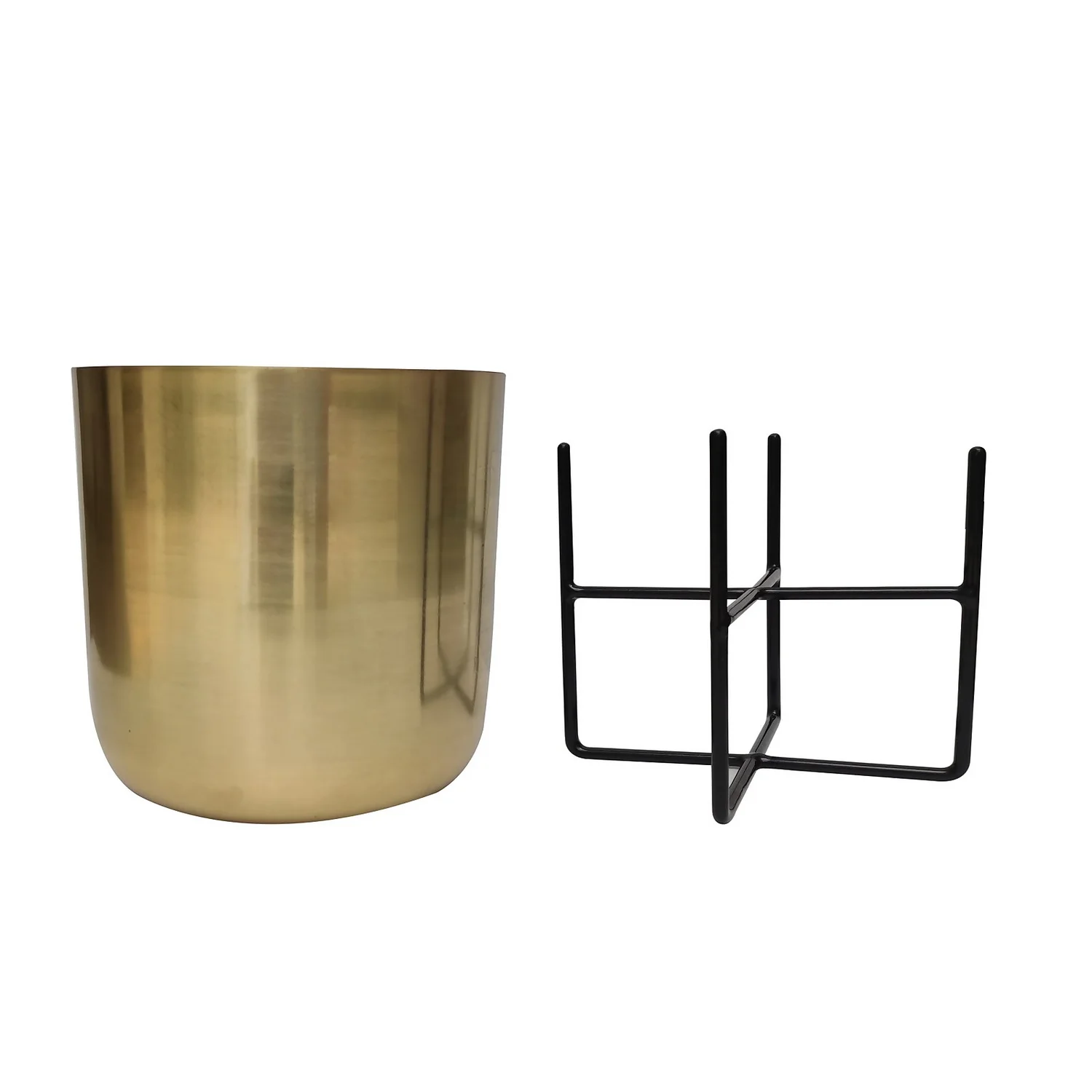 Brass Indoor Plant Pot With Cross Stand - 13.5cm 2 Brass Indoor Plant Pot With Cross Stand - 13.5cm - Image 2