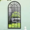 MirrorOutlet Somerley Lotus Arch Antique Black Large Garden Mirror - 140x65cm