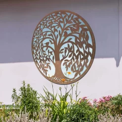 MirrorOutlet Swirl Tree Round Garden Mirror - 100cm -Garden Haven Shop 13950587 1874987139291019