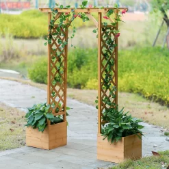 Homebase Wooden Garden Arched Trellis With Planters 9 Homebase Wooden Garden Arched Trellis With Planters -Garden Haven Shop 13967032 1555014369127463
