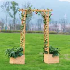 Homebase Wooden Garden Arched Trellis With Planters 10 Homebase Wooden Garden Arched Trellis With Planters -Garden Haven Shop 13967032 8695014369188411