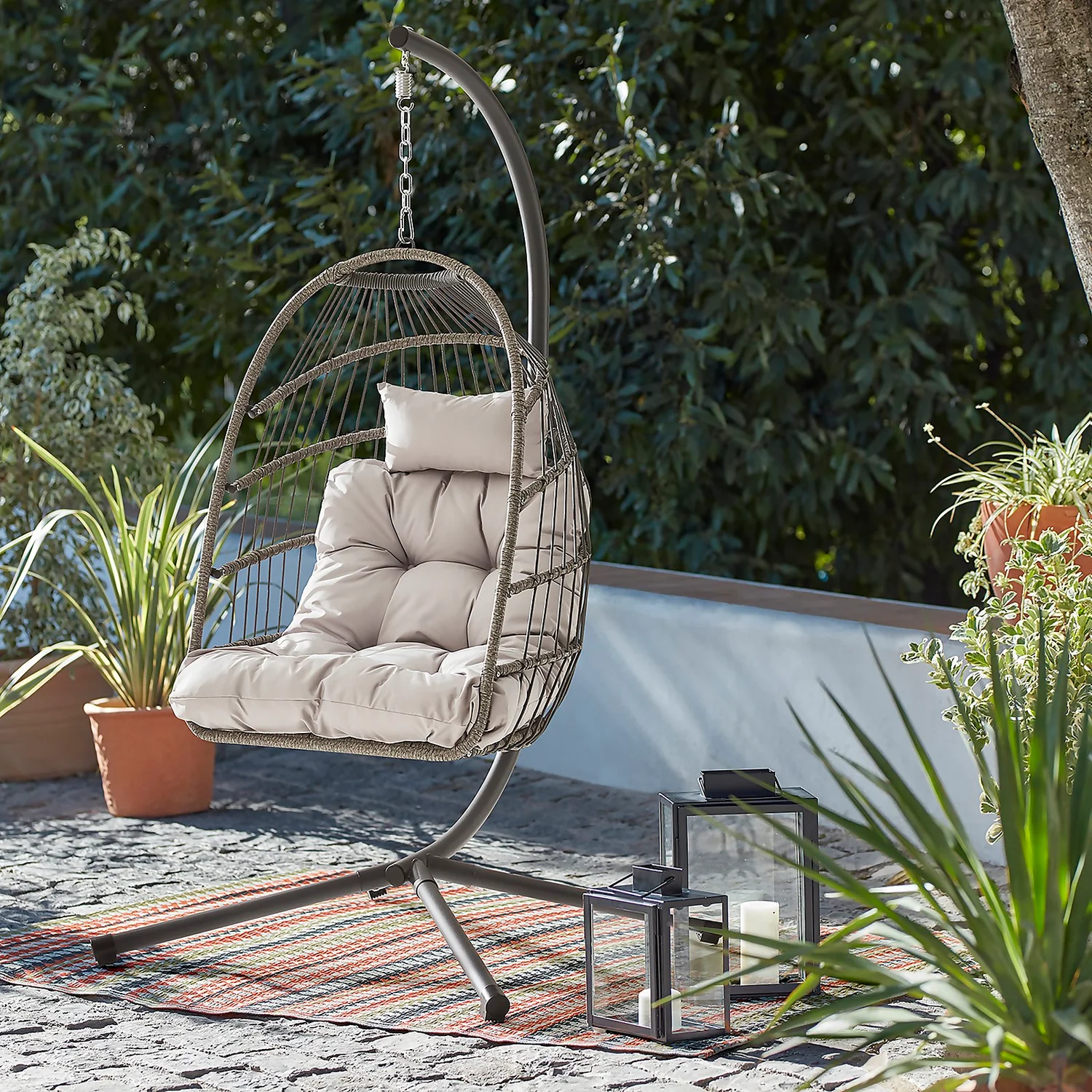 Grey Single Garden Hanging Chair 1 Grey Single Garden Hanging Chair