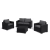 Keter California 4 Seater Outdoor Garden Furniture Lounge Set - Graphite With Grey Cushions
